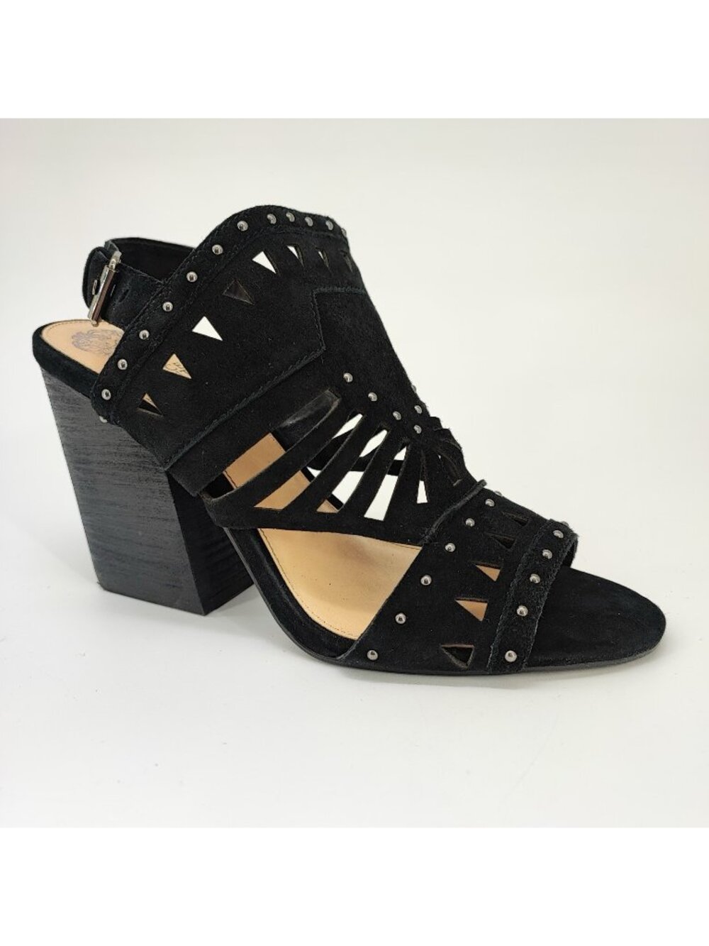Vince Camuto Reston Women's Size 10M Sandals Leather Black Block Strap
